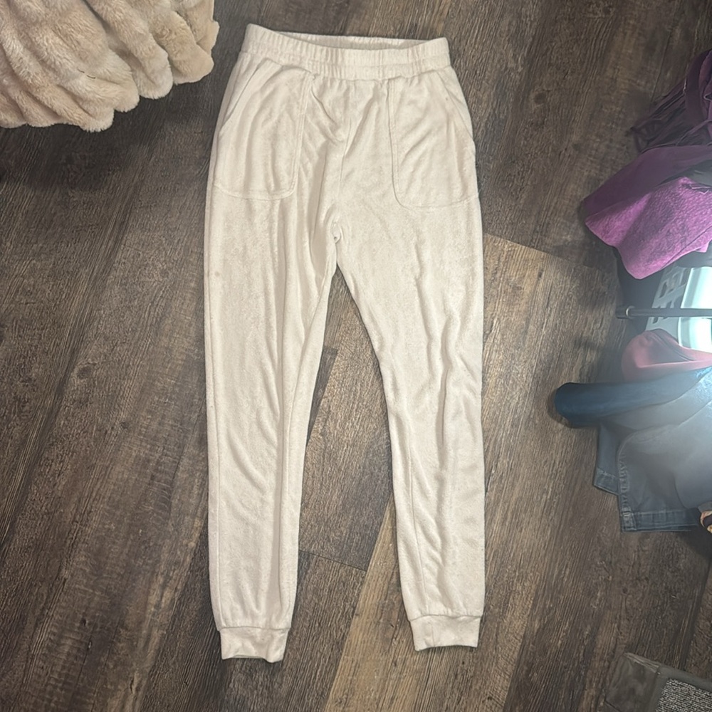 Allfenix Cozy White Terry Jogger Pants